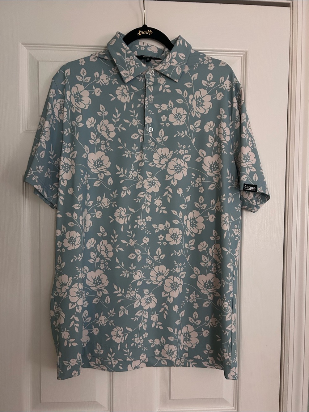 Clique Golf Friday Flowers Blue Golf Polo